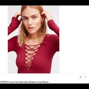 Free people white long sleeve shirt w lace up